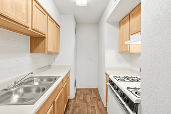Kitchen with steel sink